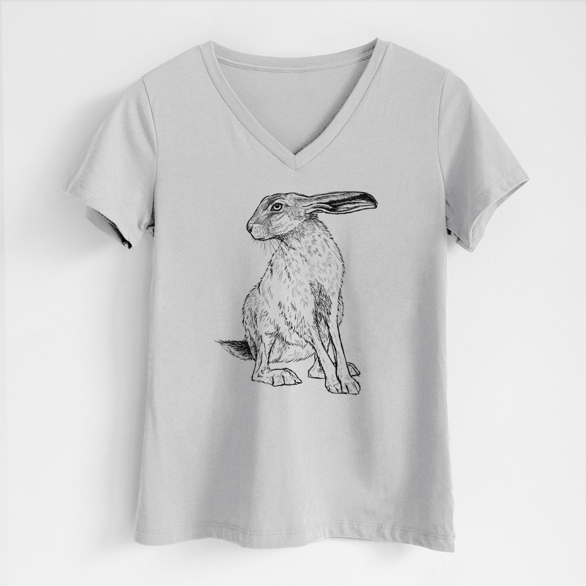 Black-tailed Jackrabbit - Lepus californicus - Women&#39;s Lightweight Relaxed Fit 100% Cotton V-neck
