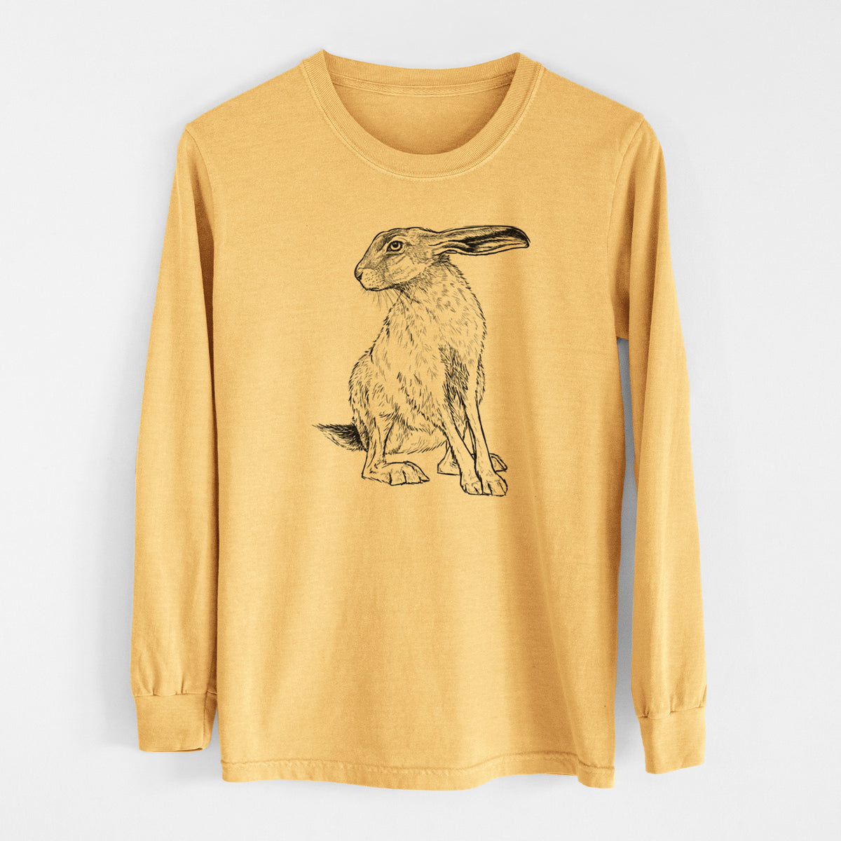 Black-tailed Jackrabbit - Lepus californicus - Men&#39;s Heavyweight 100% Cotton Long Sleeve