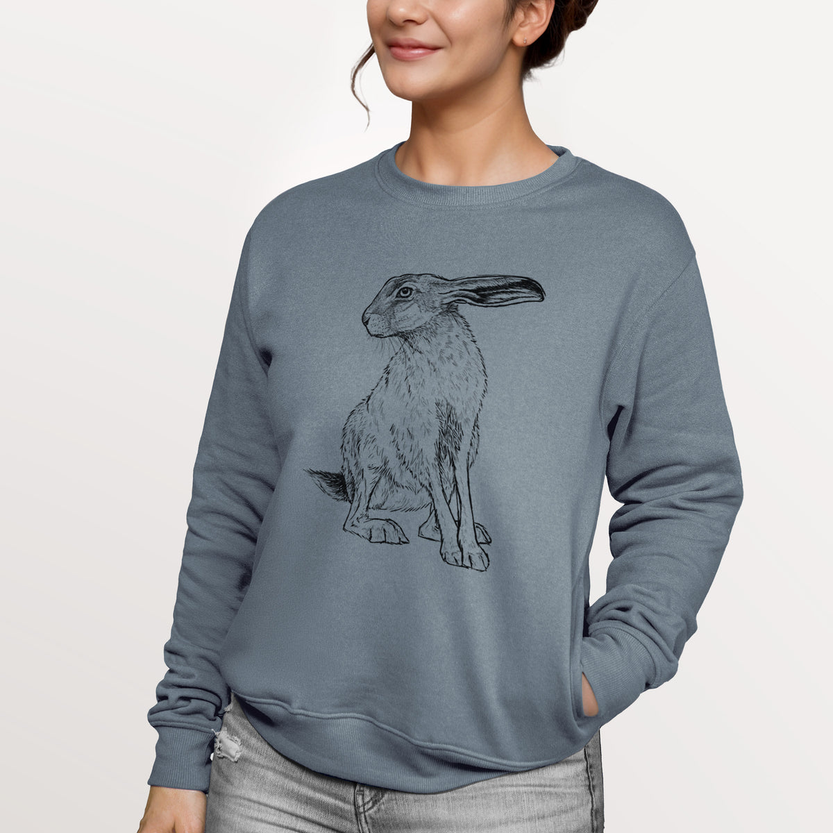 Black-tailed Jackrabbit - Lepus californicus  - Unisex Reclaimed Crewneck Sweatshirt