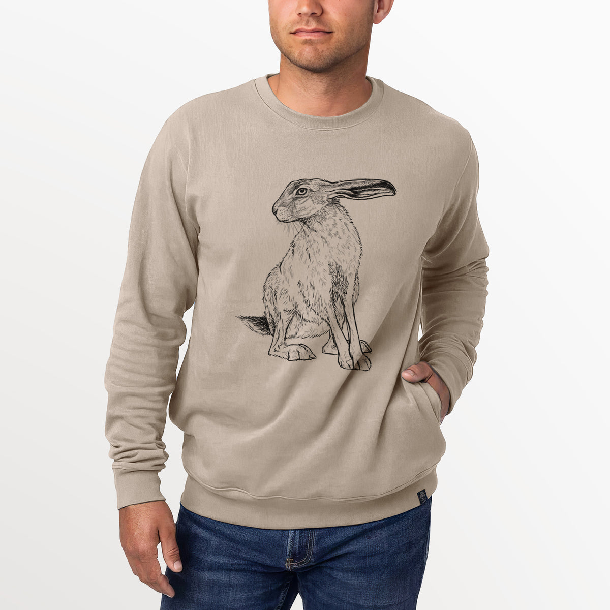 Black-tailed Jackrabbit - Lepus californicus  - Unisex Reclaimed Crewneck Sweatshirt