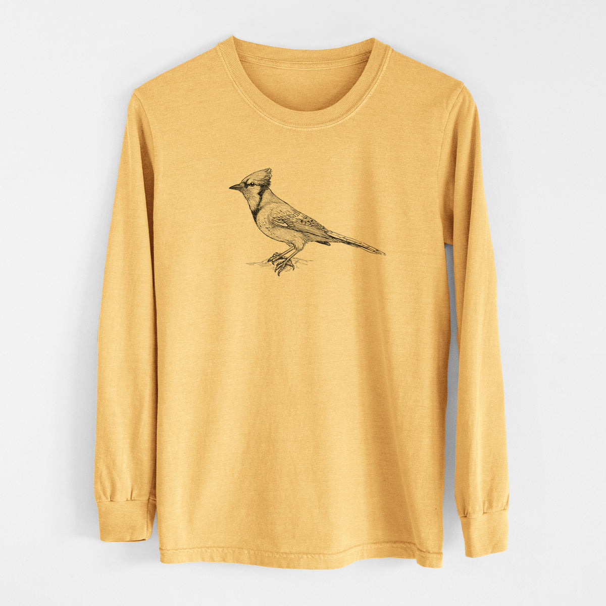 Blue Jay - Cyanocitta cristata - Men&#39;s Heavyweight 100% Cotton Long Sleeve