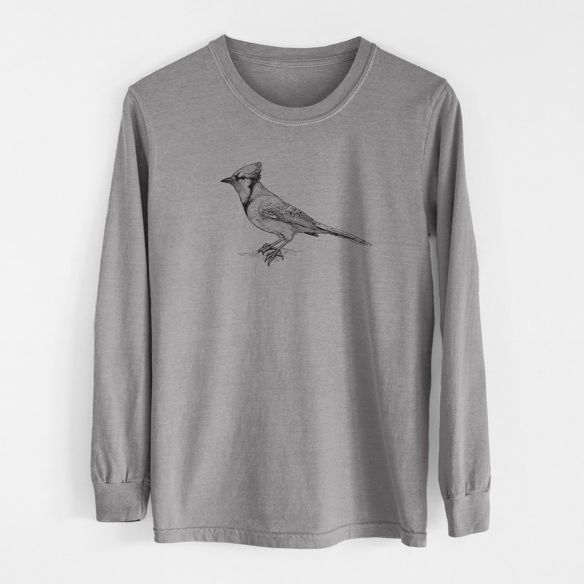 Blue Jay - Cyanocitta cristata - Men&#39;s Heavyweight 100% Cotton Long Sleeve