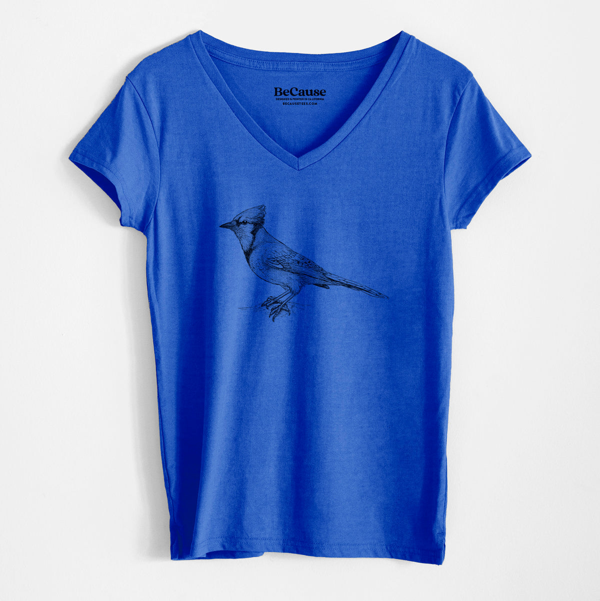 Blue Jay - Cyanocitta cristata - Women&#39;s 100% Recycled V-neck