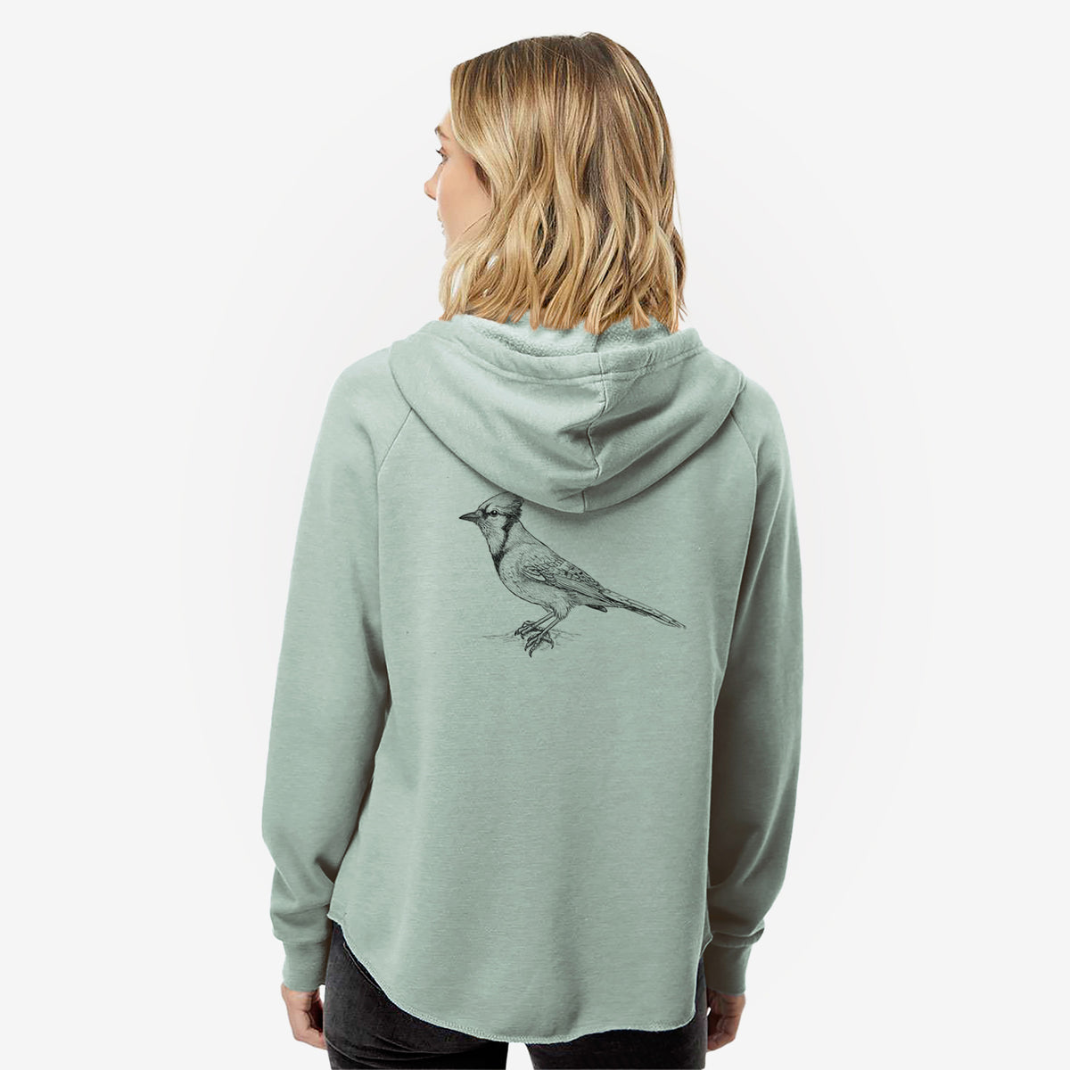 Blue Jay - Cyanocitta cristata - Women&#39;s Cali Wave Zip-Up Sweatshirt