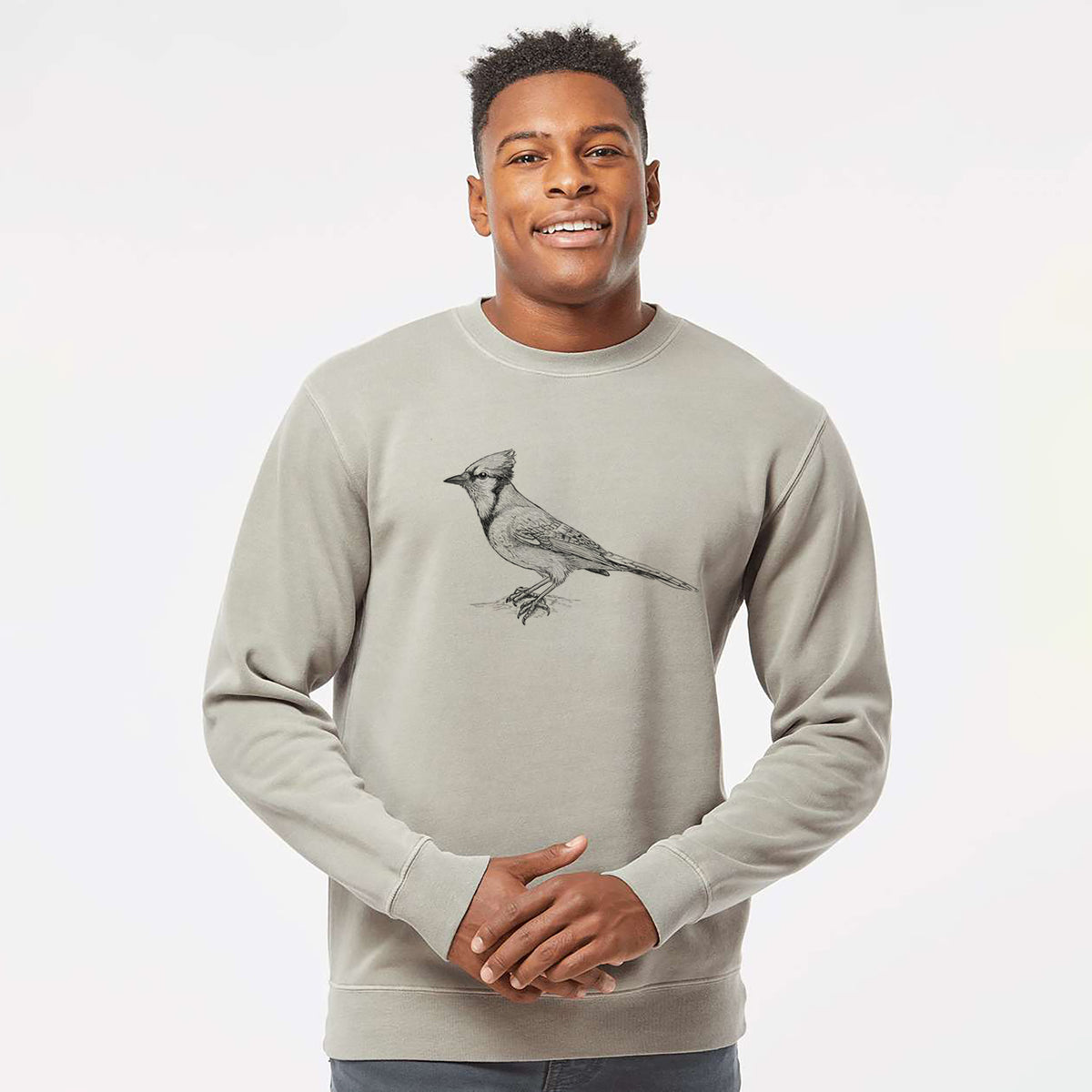 Blue Jay - Cyanocitta cristata - Unisex Pigment Dyed Crew Sweatshirt