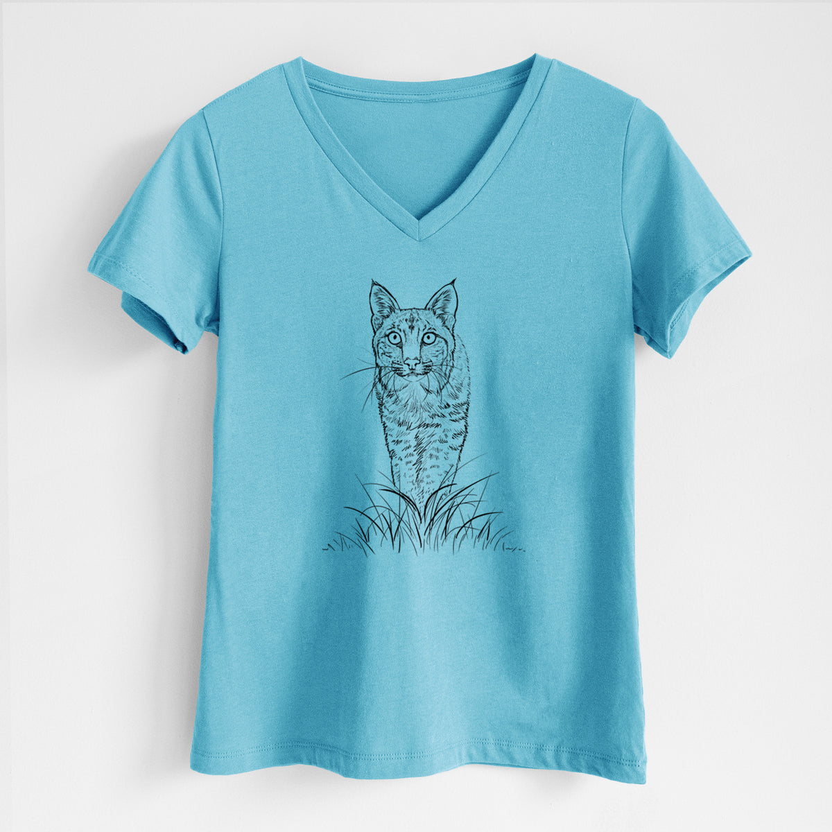 Bobcat - Lynx rufus - Women&#39;s Lightweight Relaxed Fit 100% Cotton V-neck
