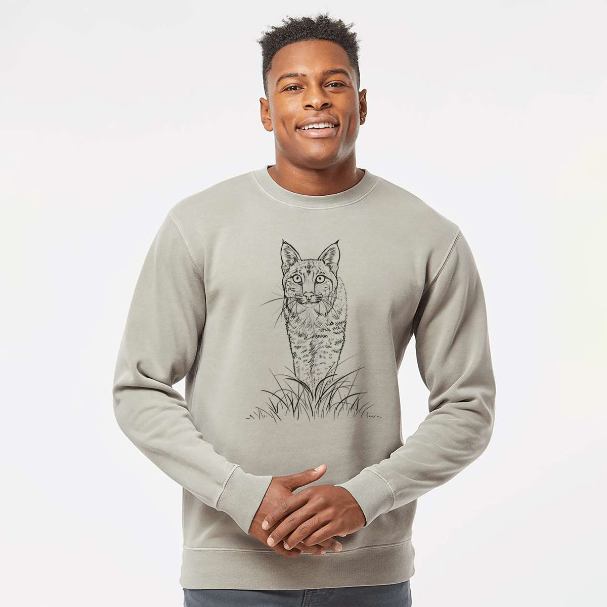 Bobcat - Lynx rufus - Unisex Pigment Dyed Crew Sweatshirt