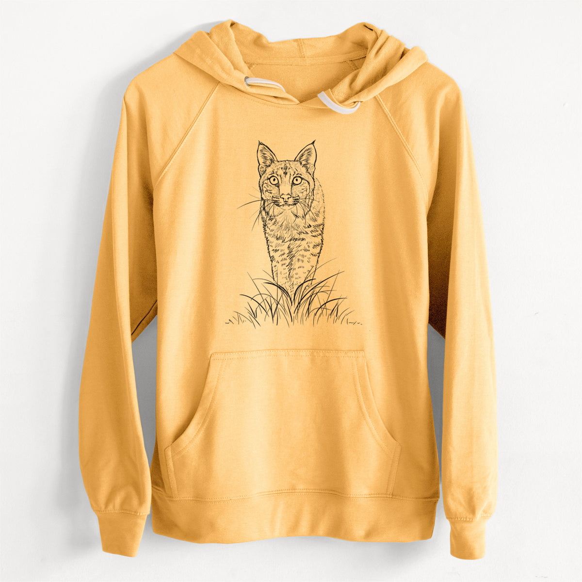 CLEARANCE - Bobcat - Lynx rufus  - Unisex Slim Fit Loopback Terry Hoodie