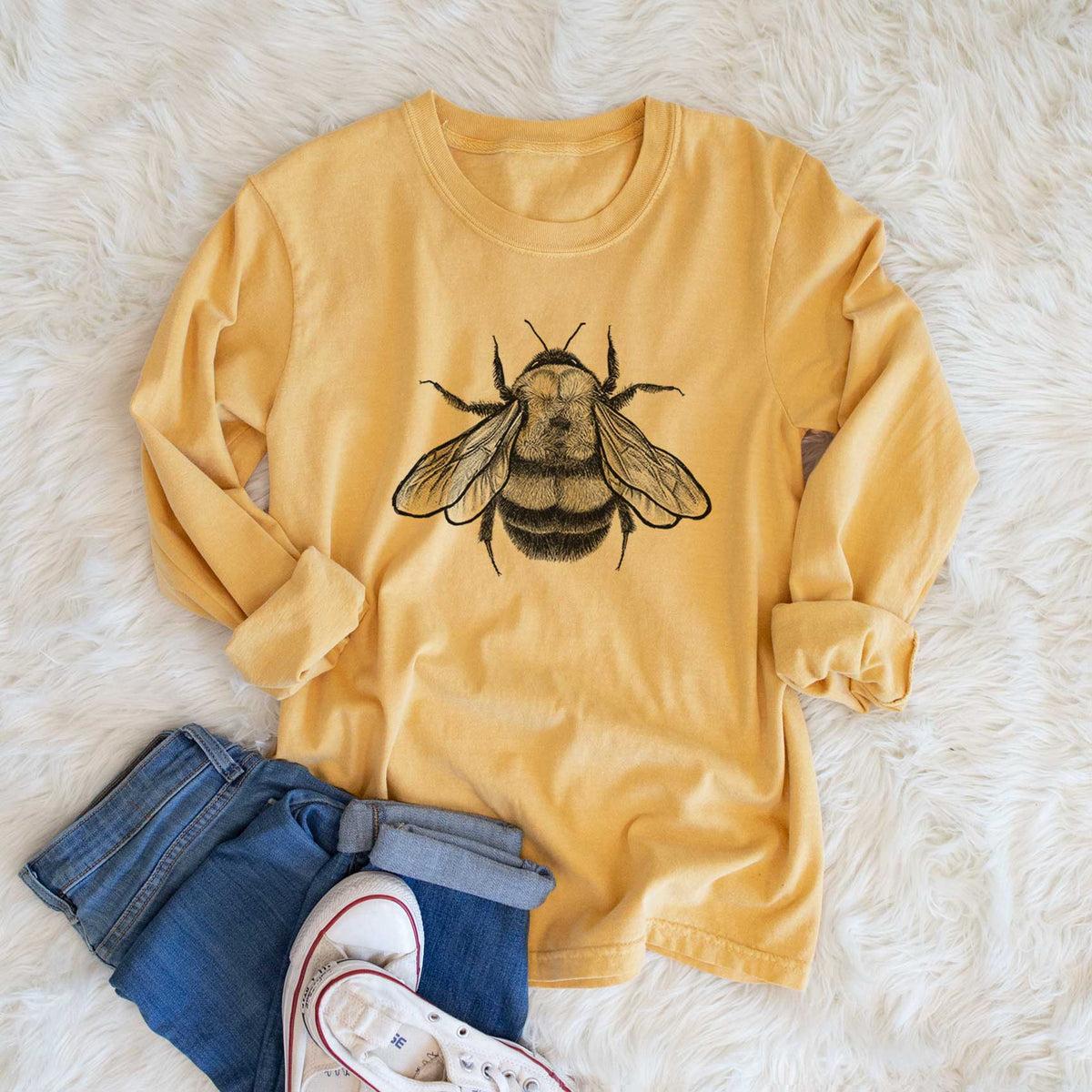 Bombus Affinis - Rusty-Patched Bumble Bee - Men&#39;s Heavyweight 100% Cotton Long Sleeve