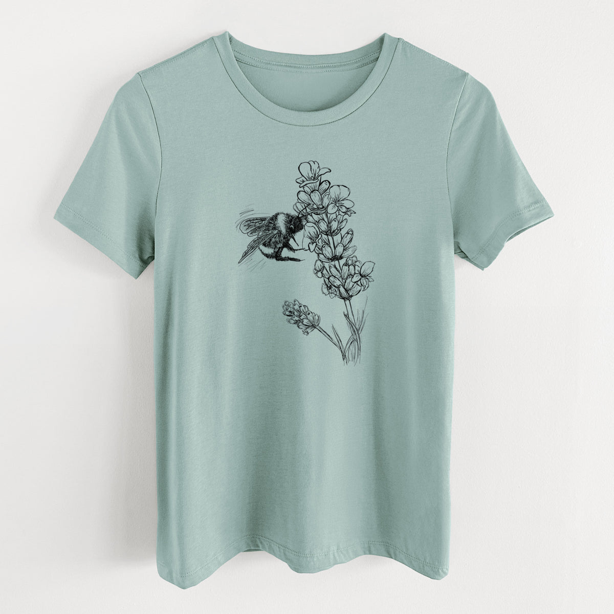 Bumblebee on English Lavender - Bombus Pensylvanicus - Women&#39;s Lightweight Relaxed Fit 100% Cotton Crewneck