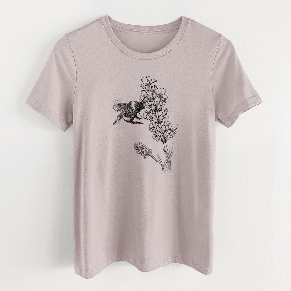 Bumblebee on English Lavender - Bombus Pensylvanicus - Women&#39;s Lightweight Relaxed Fit 100% Cotton Crewneck