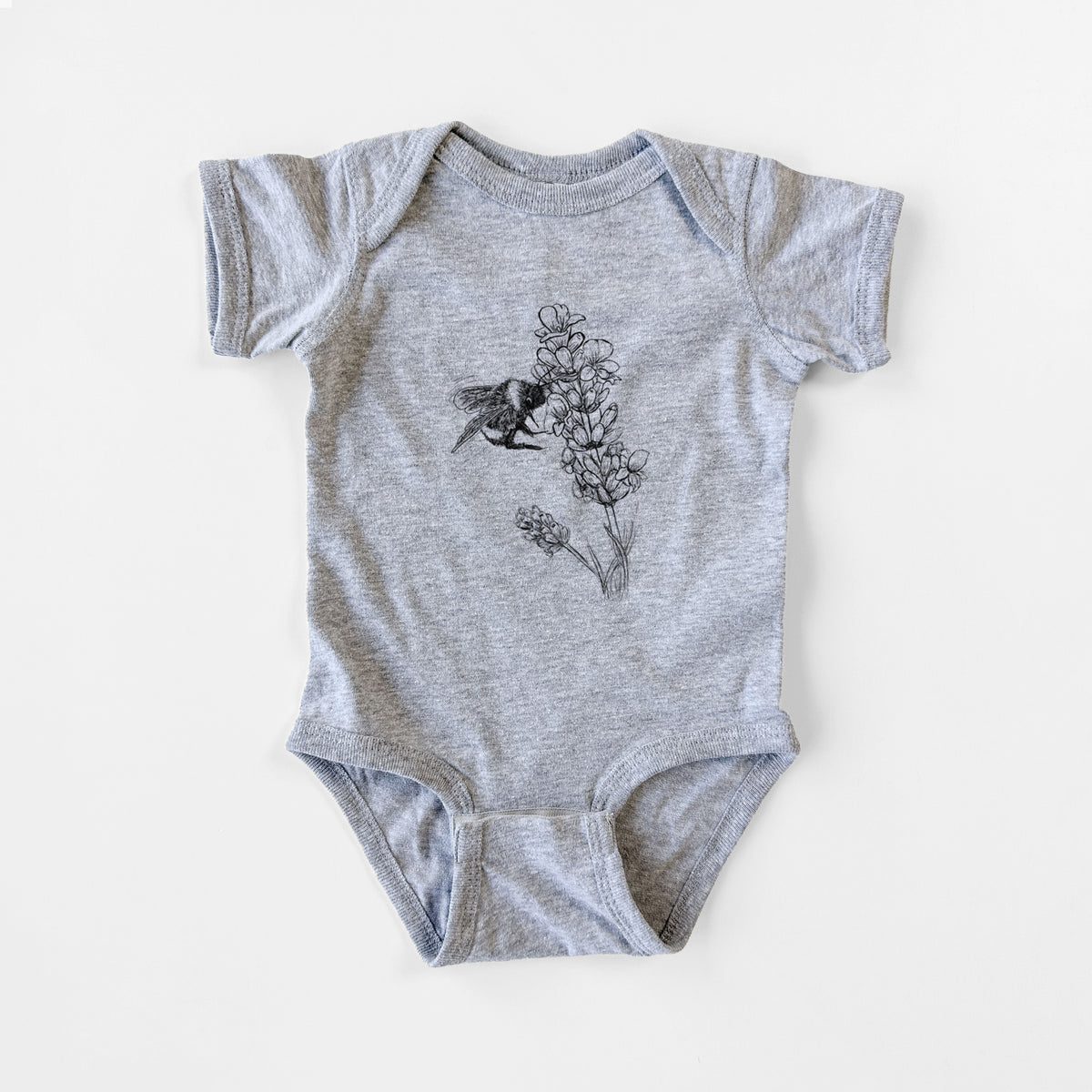 Bumblebee on English Lavender - Bombus Pensylvanicus - Baby Fine Jersey Bodysuit