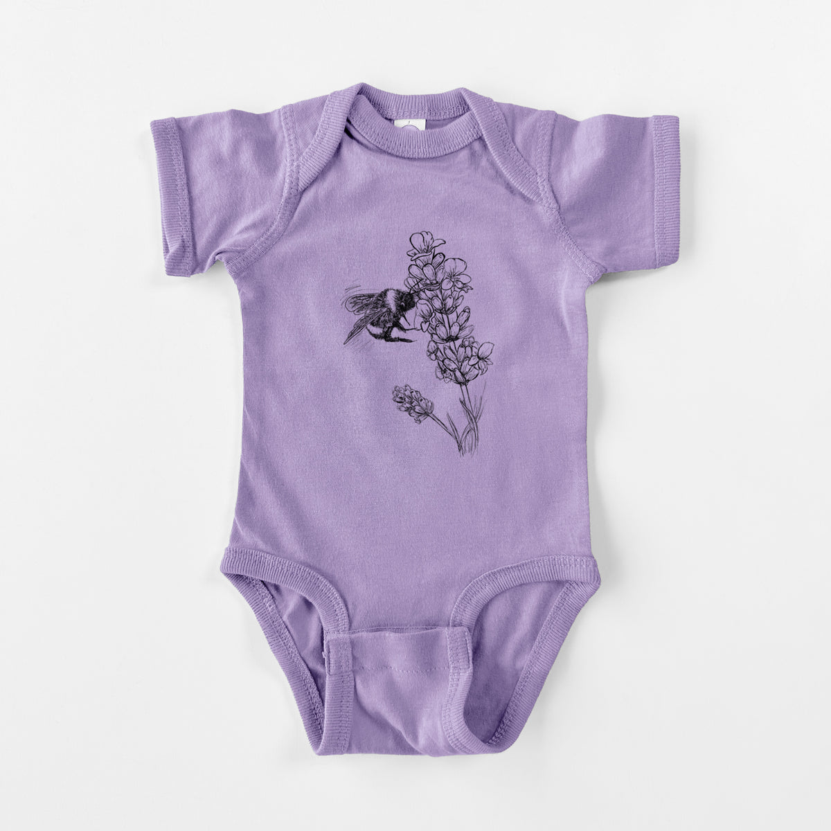 Bumblebee on English Lavender - Bombus Pensylvanicus - Baby Fine Jersey Bodysuit