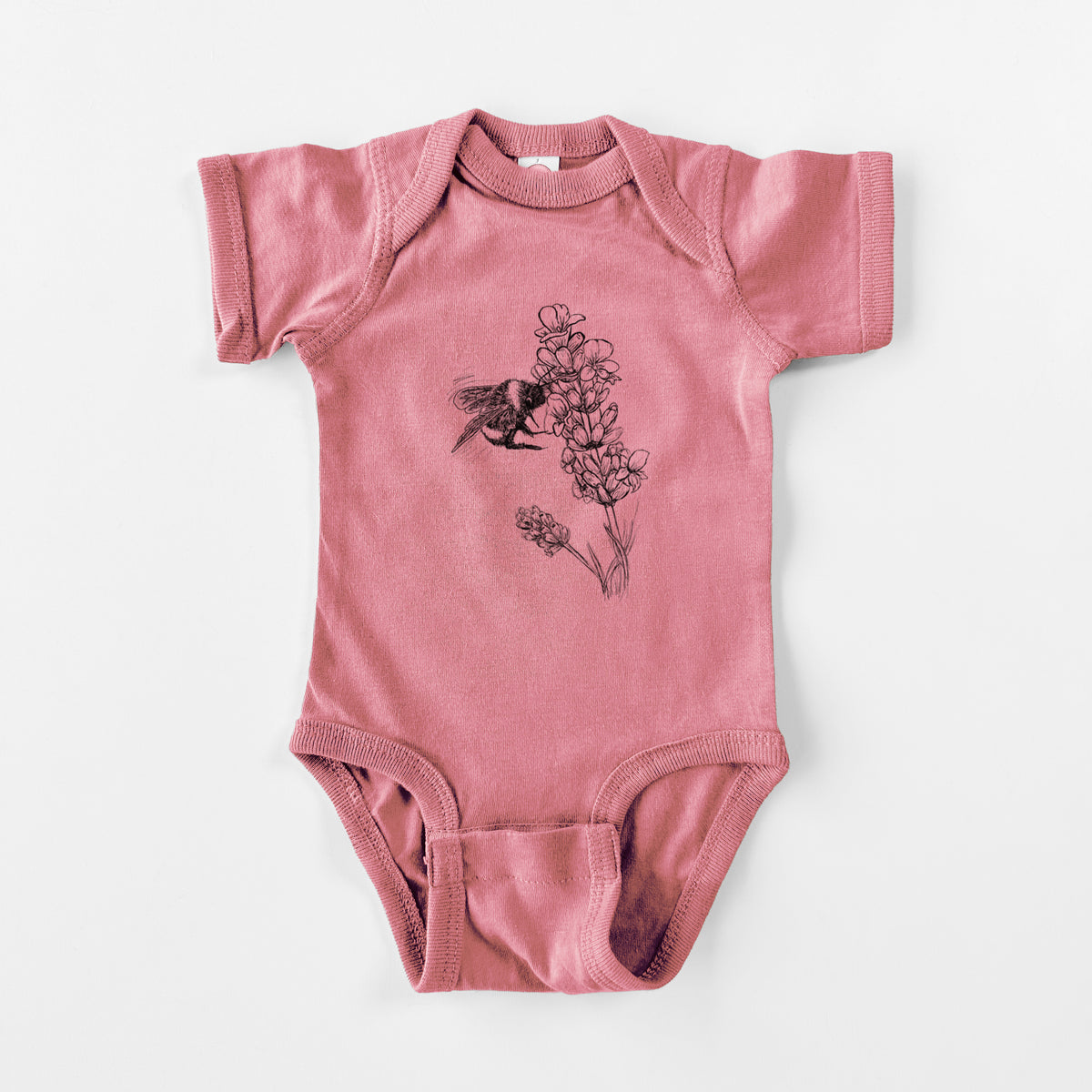 Bumblebee on English Lavender - Bombus Pensylvanicus - Baby Fine Jersey Bodysuit