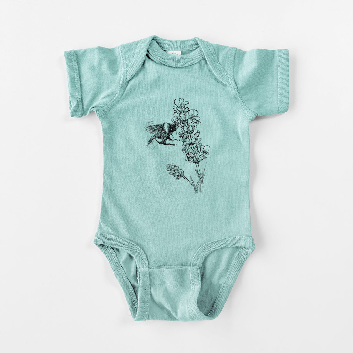Bumblebee on English Lavender - Bombus Pensylvanicus - Baby Fine Jersey Bodysuit