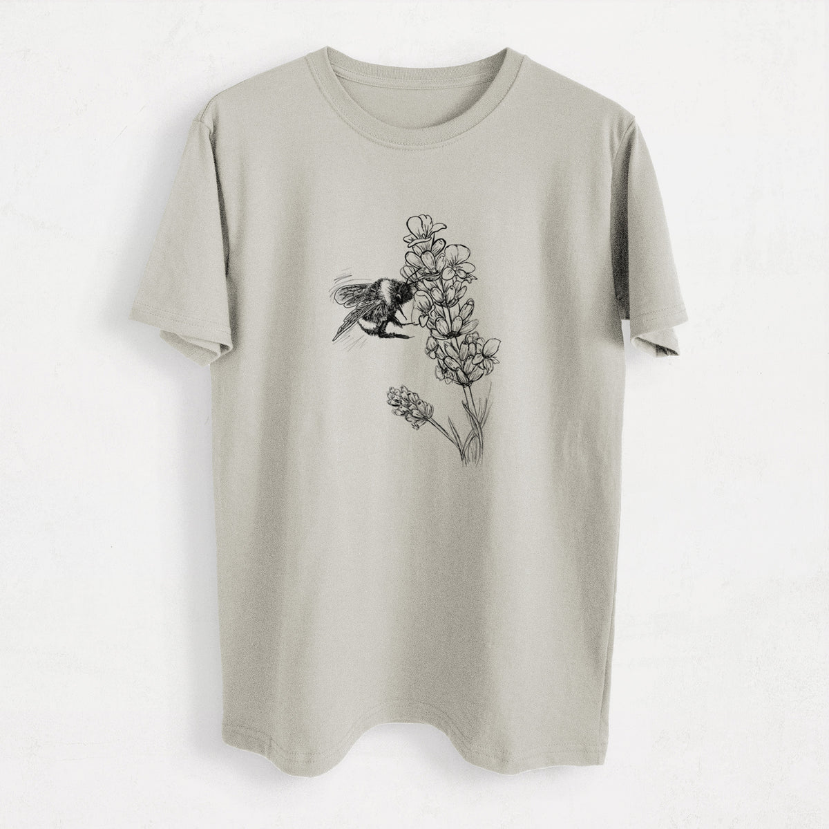 Bumblebee on English Lavender - Bombus Pensylvanicus - Heavyweight Men&#39;s 100% Organic Cotton Tee