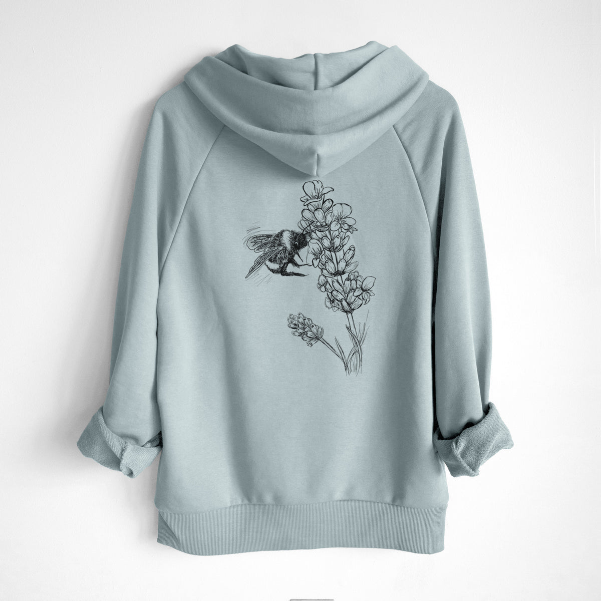 Bumblebee on English Lavender - Bombus Pensylvanicus - UltraLuxe Heavyweight French Terry Hoodie