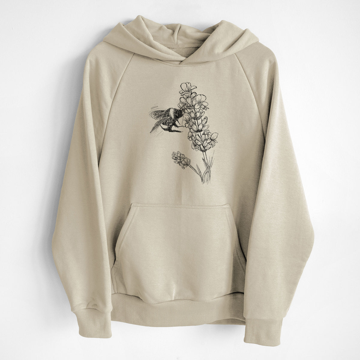 Bumblebee on English Lavender - Bombus Pensylvanicus - UltraLuxe Heavyweight French Terry Hoodie