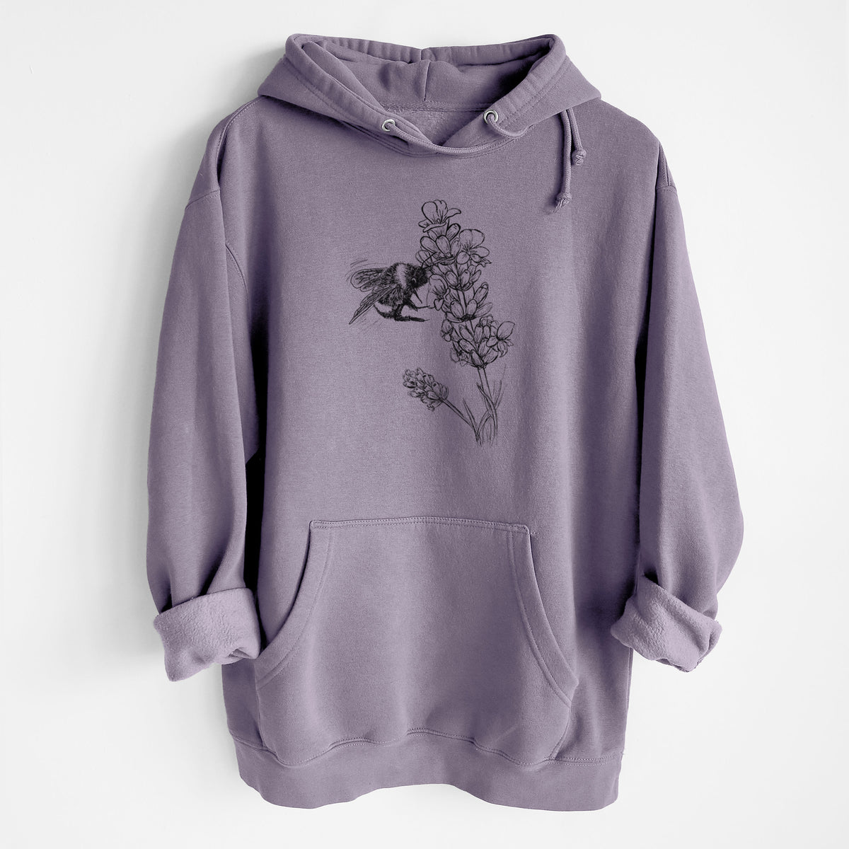 Bumblebee on English Lavender - Bombus Pensylvanicus - Heavyweight Fleece Hoodie