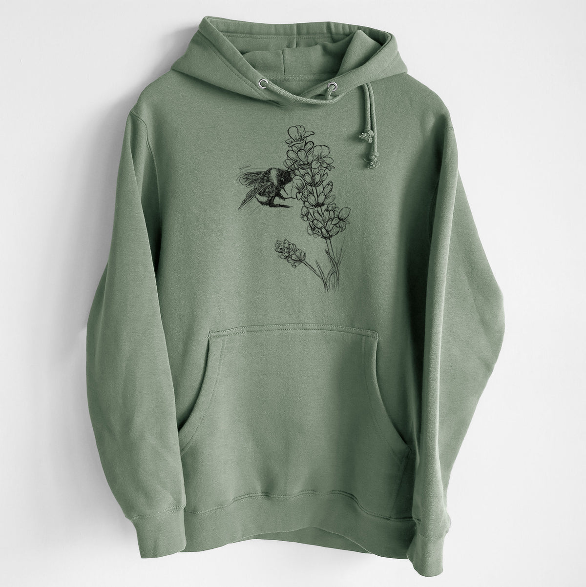Bumblebee on English Lavender - Bombus Pensylvanicus - Heavyweight Fleece Hoodie