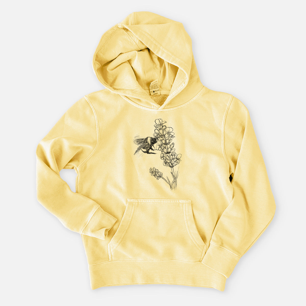 Bumblebee on English Lavender - Bombus Pensylvanicus - Youth Pigment Dyed Hoodie