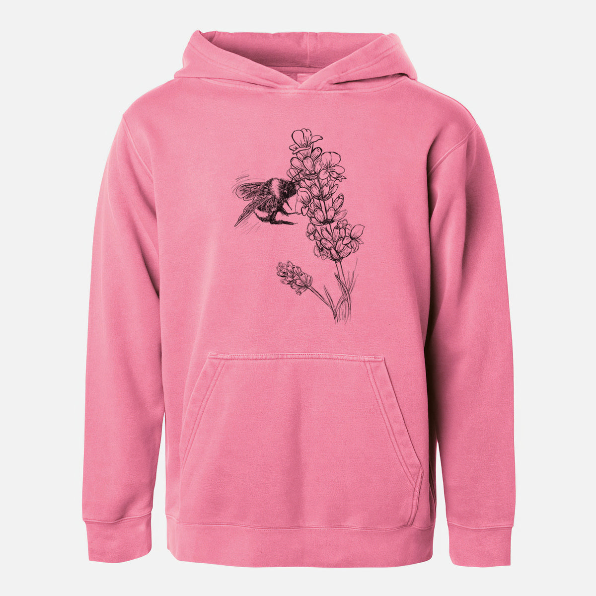 Bumblebee on English Lavender - Bombus Pensylvanicus - Youth Pigment Dyed Hoodie