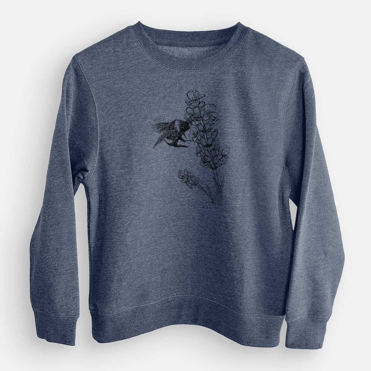 Bumblebee on English Lavender - Bombus Pensylvanicus - Youth Lightweight Crewneck Sweatshirt