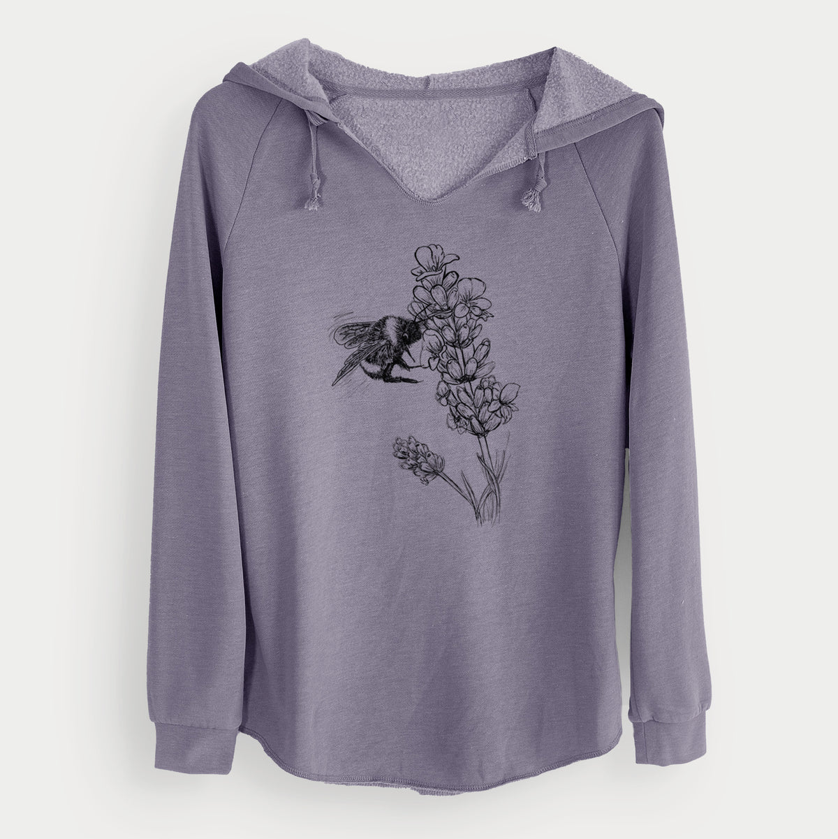 Bumblebee on English Lavender - Bombus Pensylvanicus - Cali Wave Hooded Sweatshirt