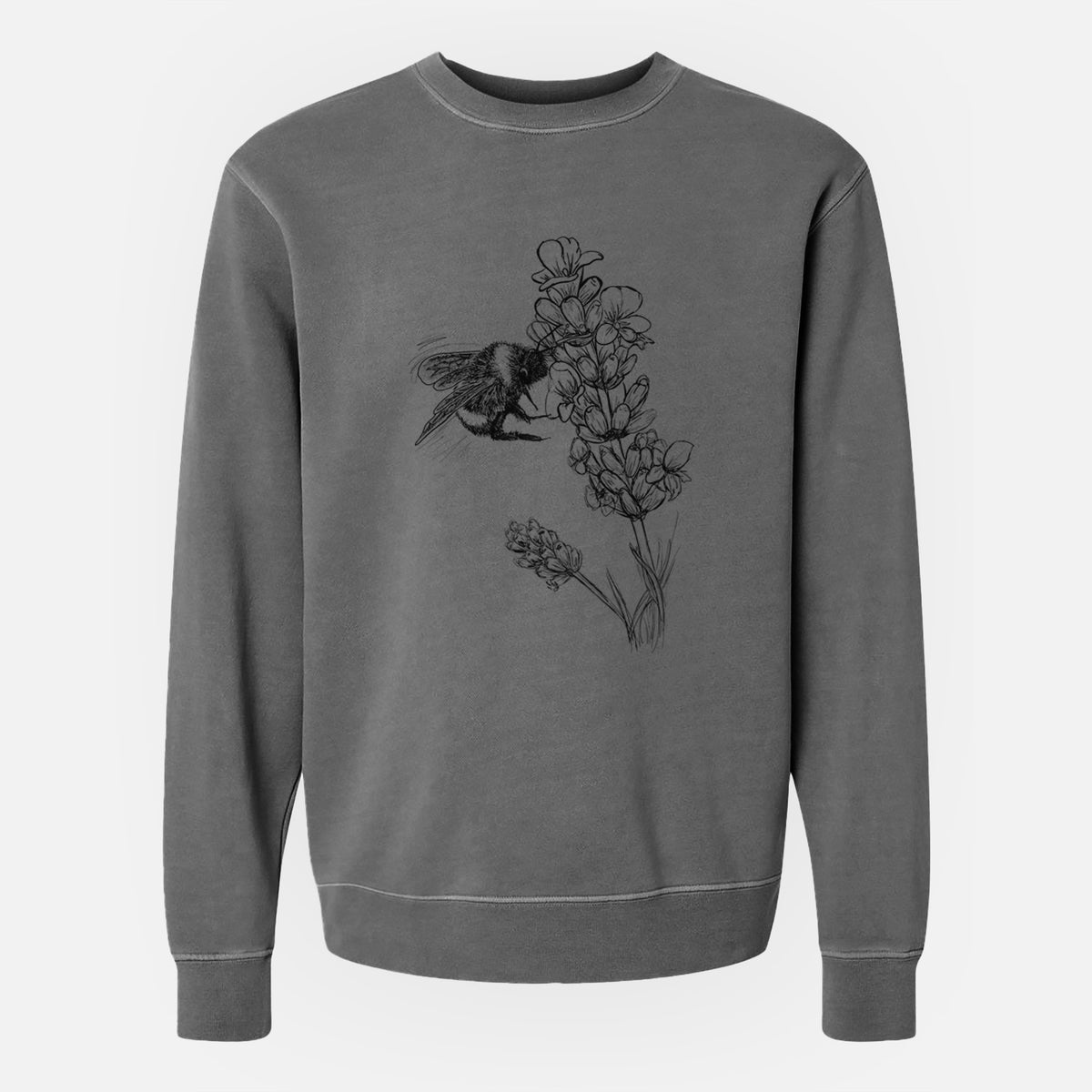 Bumblebee on English Lavender - Bombus Pensylvanicus - Unisex Pigment Dyed Crew Sweatshirt