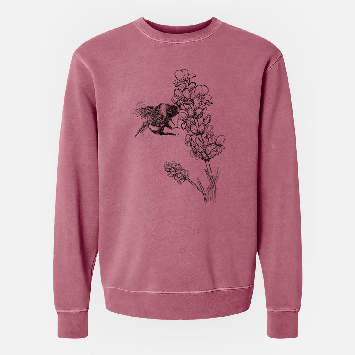 Bumblebee on English Lavender - Bombus Pensylvanicus - Unisex Pigment Dyed Crew Sweatshirt