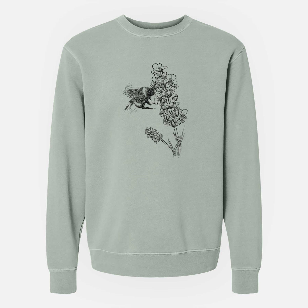 Bumblebee on English Lavender - Bombus Pensylvanicus - Unisex Pigment Dyed Crew Sweatshirt