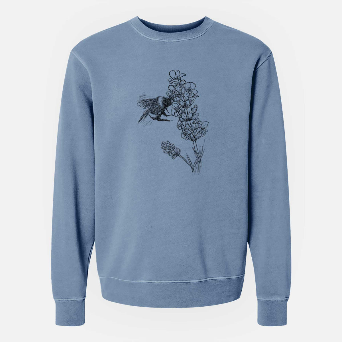 Bumblebee on English Lavender - Bombus Pensylvanicus - Unisex Pigment Dyed Crew Sweatshirt