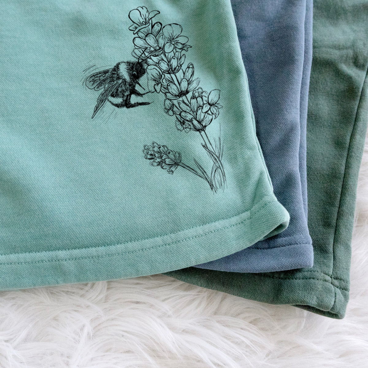 Bumblebee on English Lavender - Bombus Pensylvanicus - Unisex Pigment Dyed Shorts