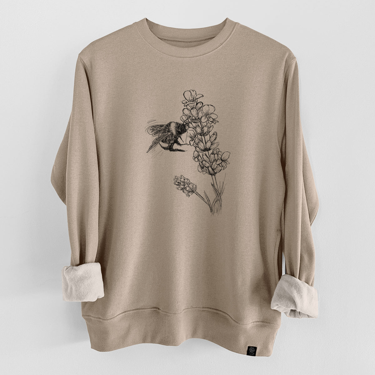 Bumblebee on English Lavender - Bombus Pensylvanicus  - Unisex Reclaimed Crewneck Sweatshirt