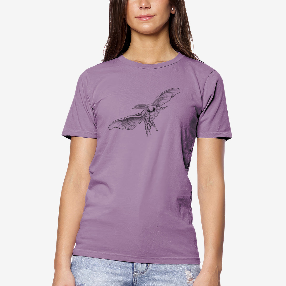 CLOSEOUT - Domestic Silk Moth - Bombyx mori - Unisex Crewneck - Made in USA - 100% Organic Cotton