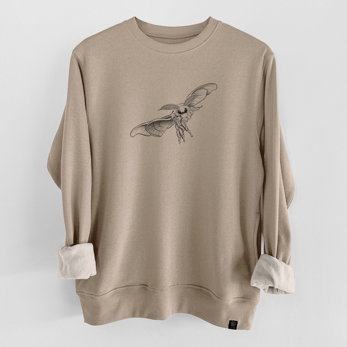 Domestic Silk Moth - Bombyx mori  - Unisex Reclaimed Crewneck Sweatshirt