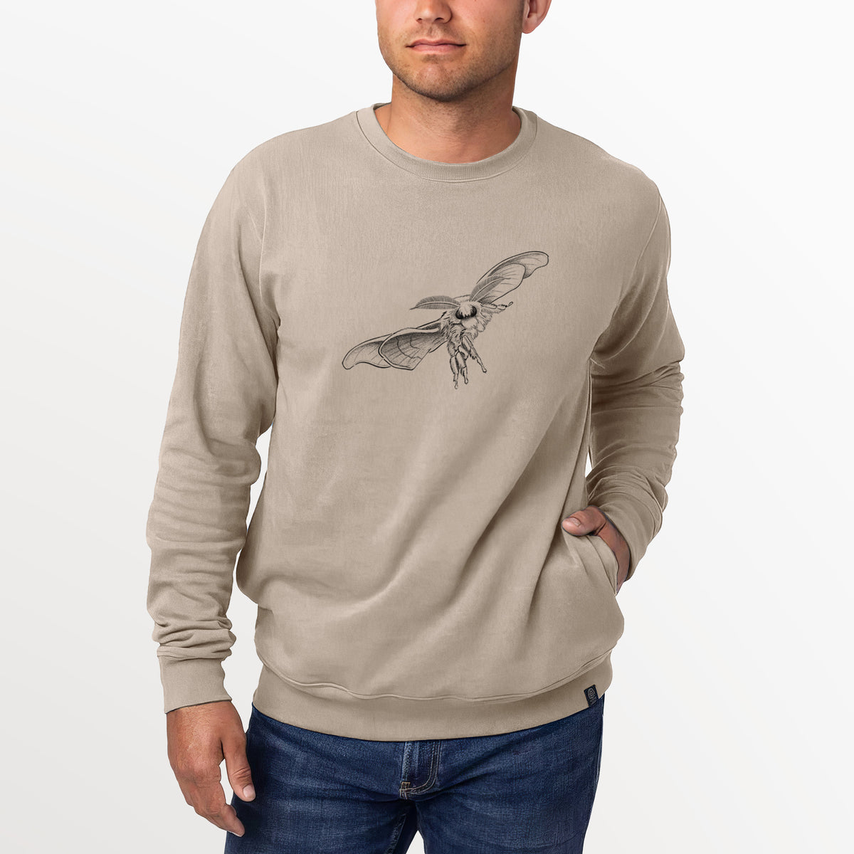 Domestic Silk Moth - Bombyx mori  - Unisex Reclaimed Crewneck Sweatshirt