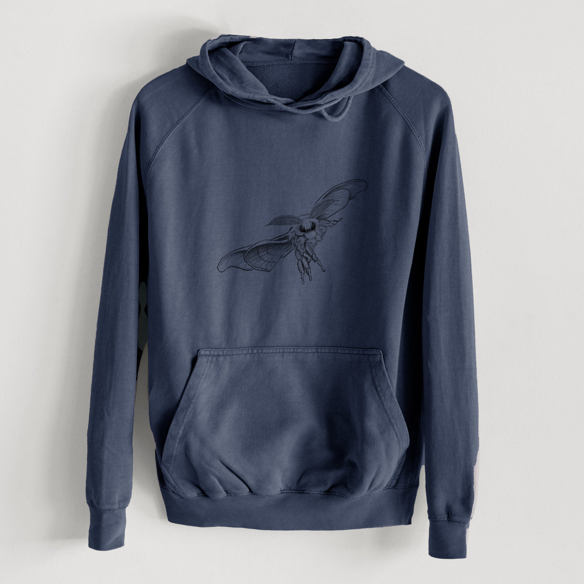 Domestic Silk Moth - Bombyx mori  - Mid-Weight Unisex Vintage 100% Cotton Hoodie