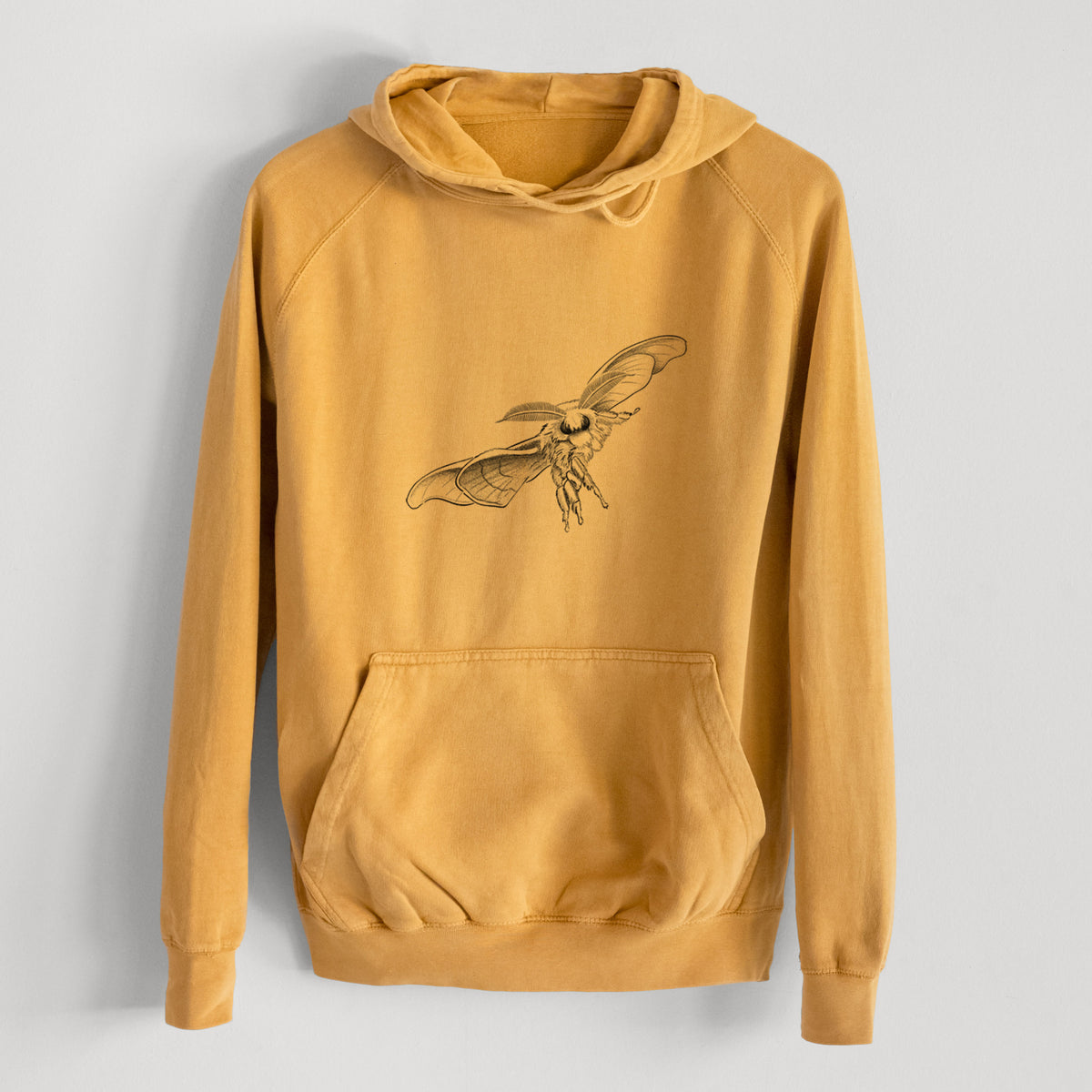 Domestic Silk Moth - Bombyx mori  - Mid-Weight Unisex Vintage 100% Cotton Hoodie