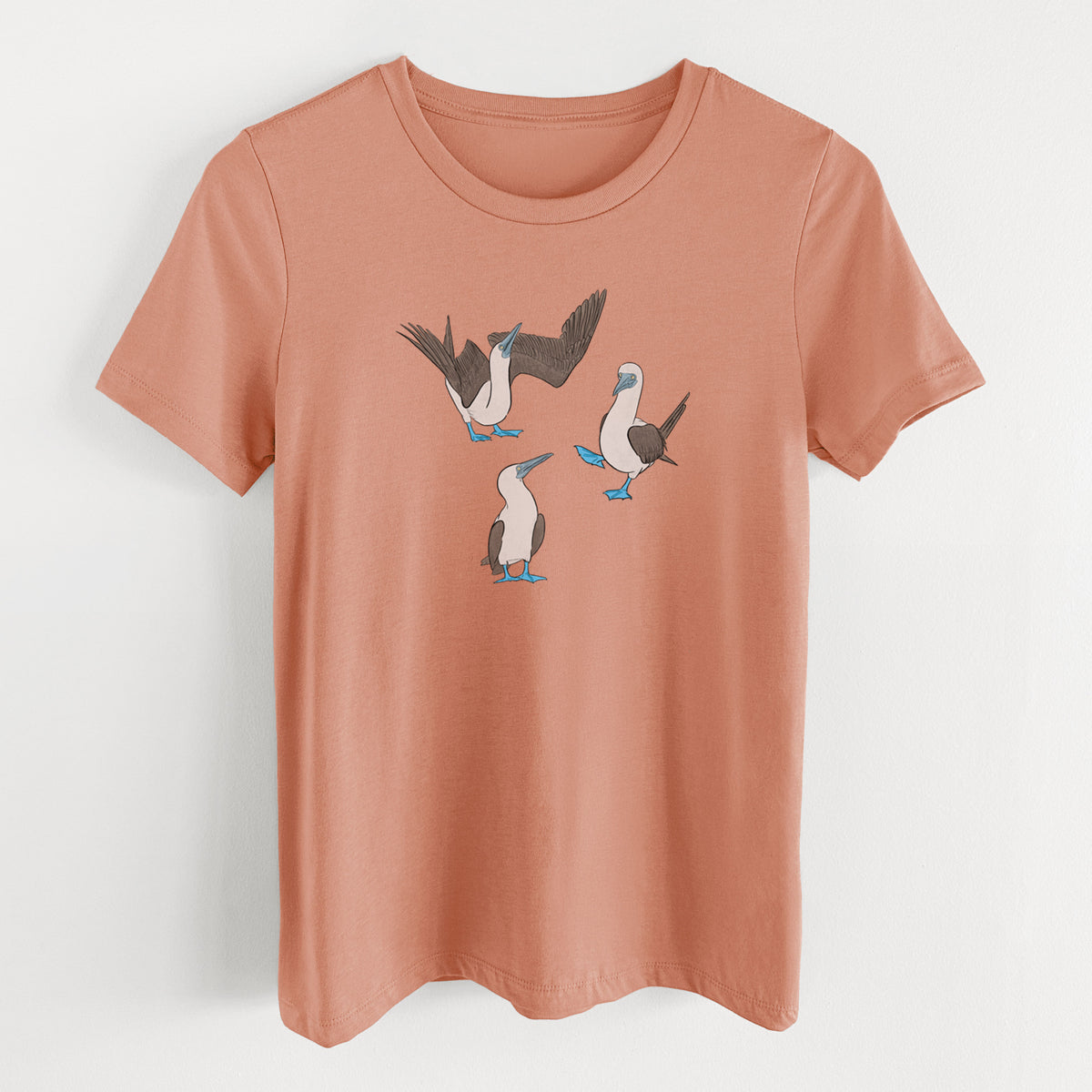 Blue-footed Booby Trio - Sula nebouxii - Women's Lightweight Relaxed Fit 100% Cotton Crewneck
