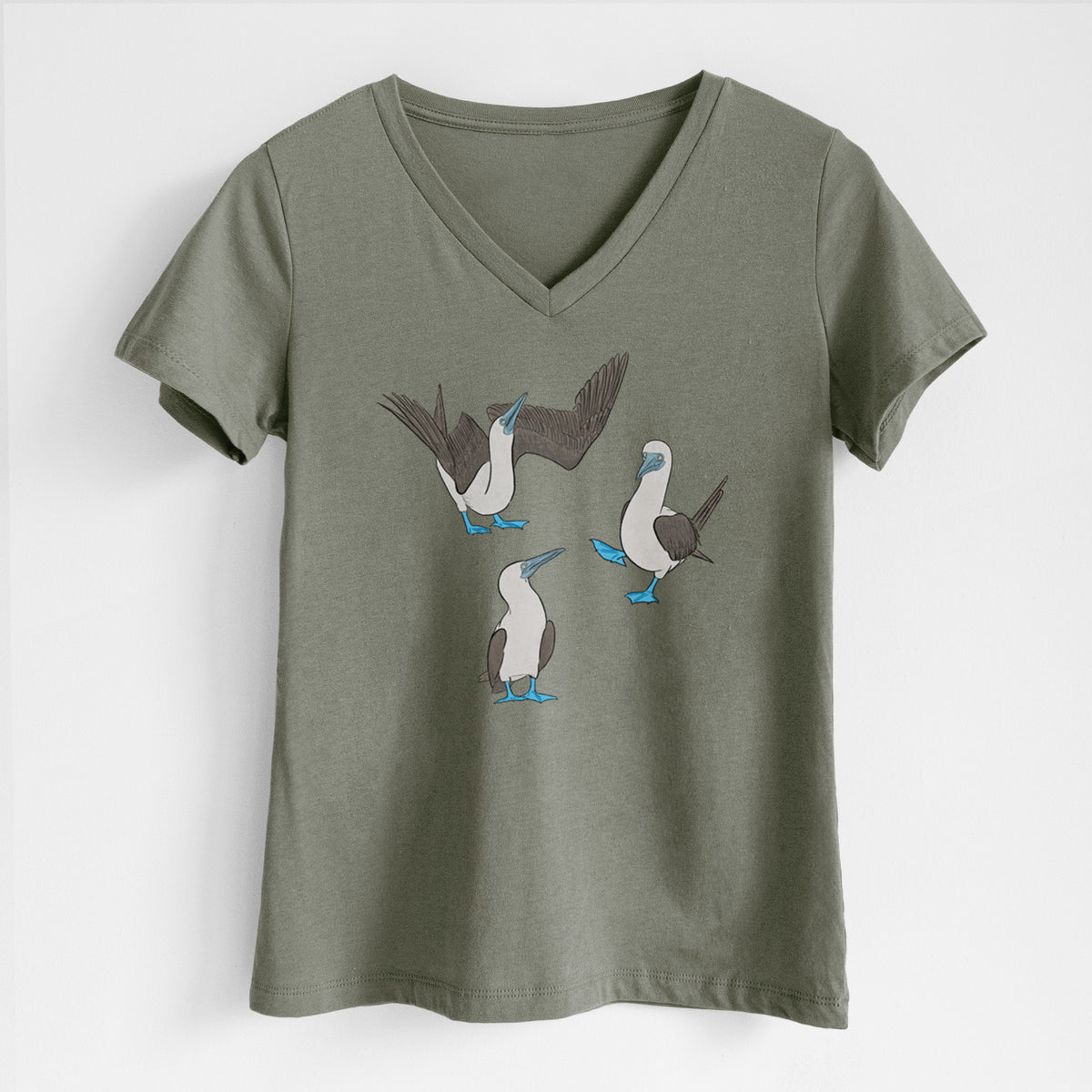 Blue-footed Booby Trio - Sula nebouxii - Women's Lightweight Relaxed Fit 100% Cotton V-neck