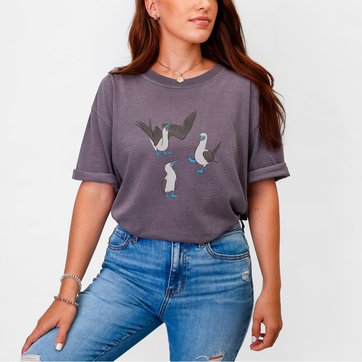 Blue-footed Booby Trio - Sula nebouxii - Unisex Comfort Colors Garment-Dyed Heavyweight T-shirt