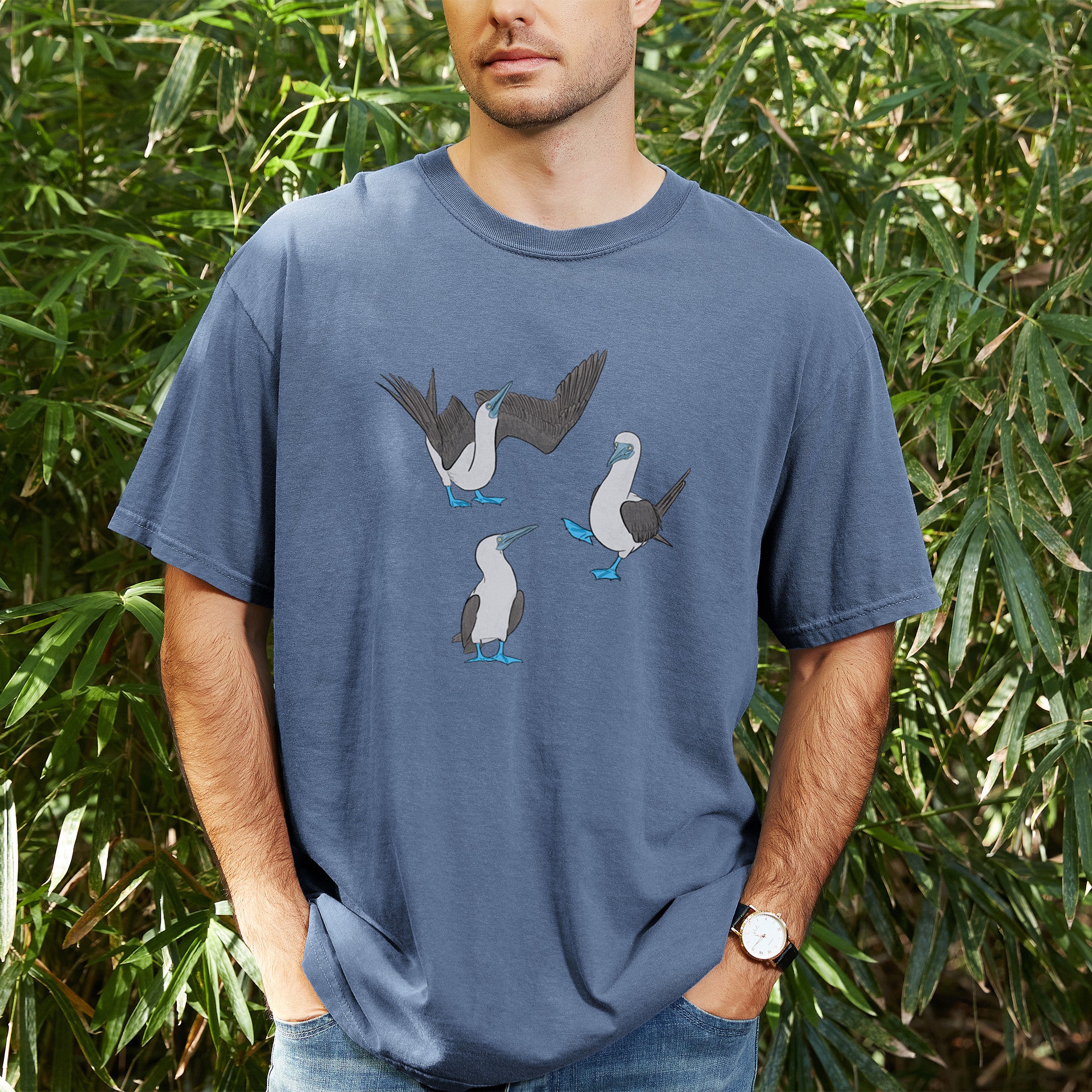 Blue-footed Booby Trio - Sula nebouxii - Unisex Comfort Colors Garment-Dyed Heavyweight T-shirt