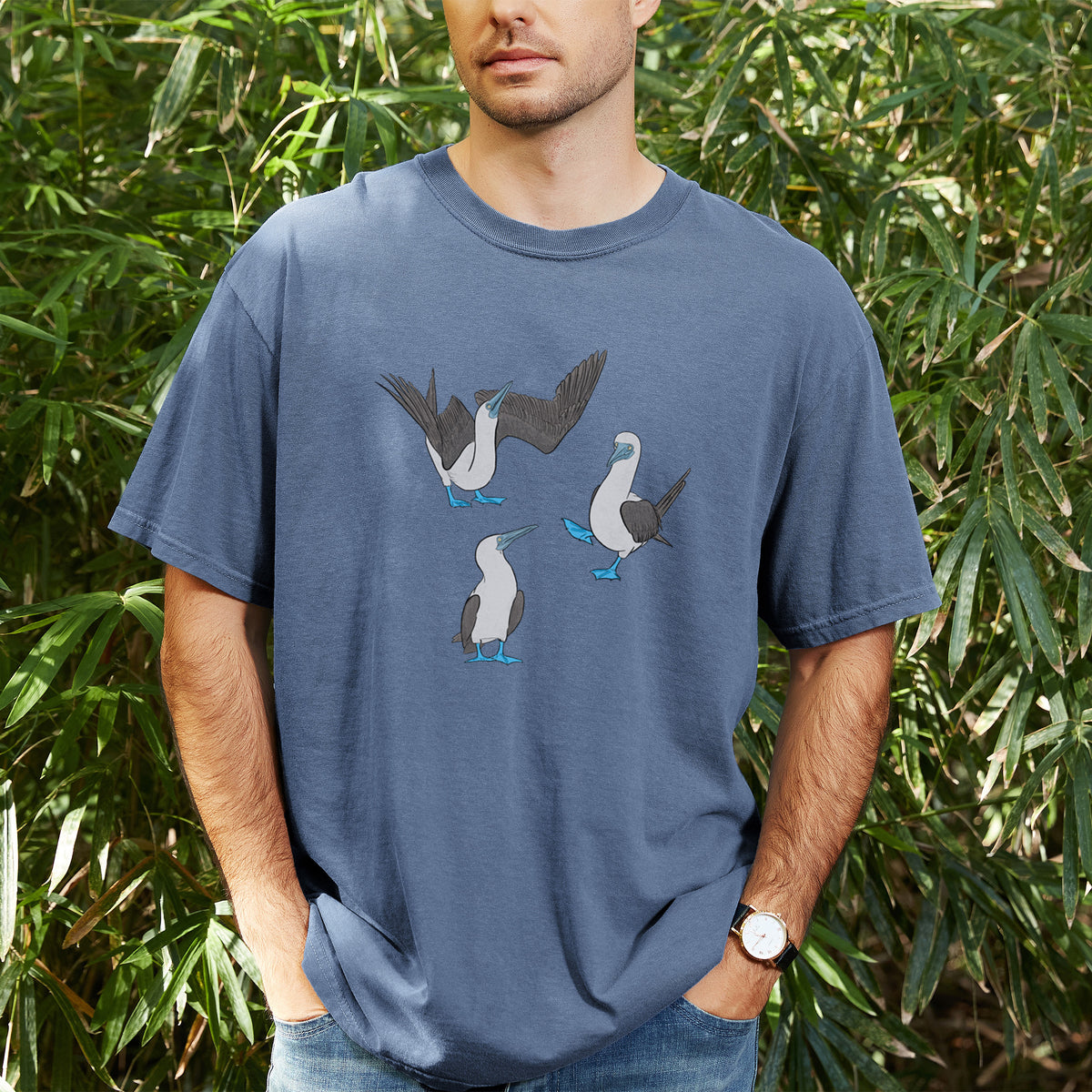 Blue-footed Booby Trio - Sula nebouxii - Unisex Comfort Colors Garment-Dyed Heavyweight T-shirt