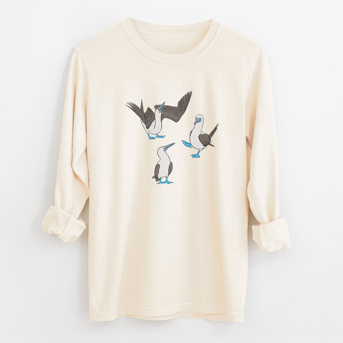 Blue-footed Booby Trio - Sula nebouxii - Unisex Comfort Colors 100% Cotton Long Sleeve