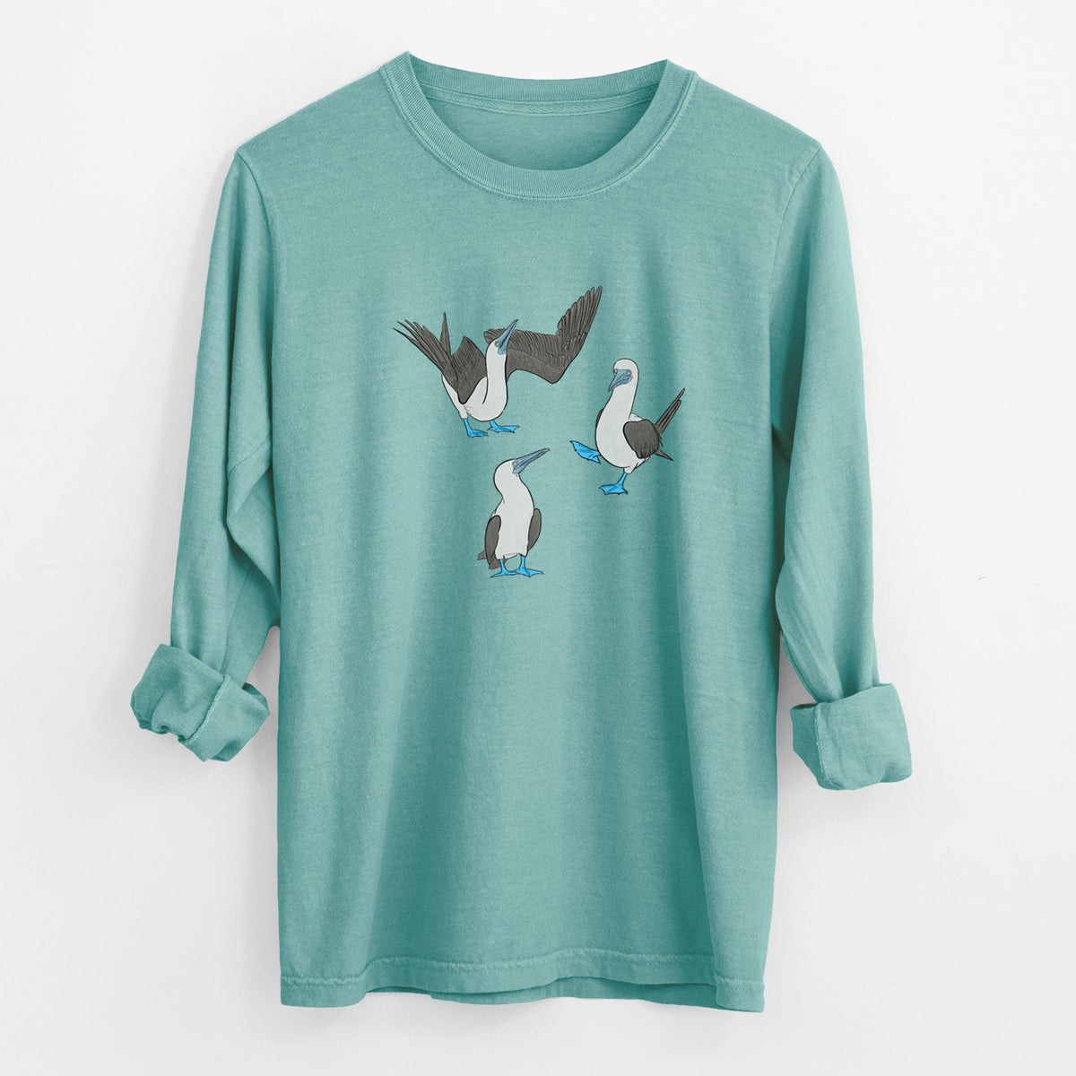 Blue-footed Booby Trio - Sula nebouxii - Unisex Comfort Colors 100% Cotton Long Sleeve