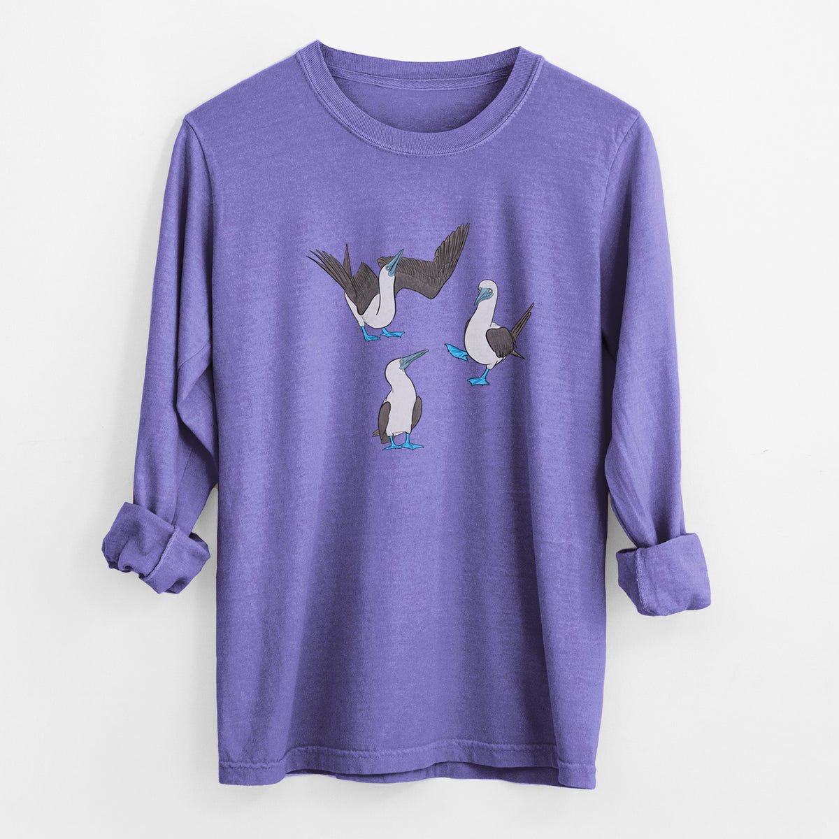 Blue-footed Booby Trio - Sula nebouxii - Unisex Comfort Colors 100% Cotton Long Sleeve