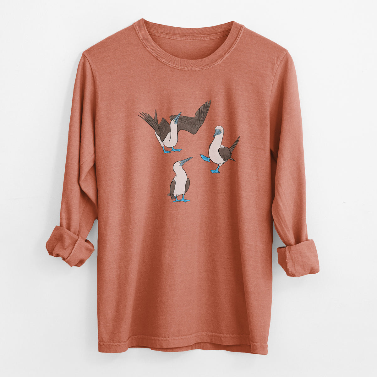 Blue-footed Booby Trio - Sula nebouxii - Unisex Comfort Colors 100% Cotton Long Sleeve