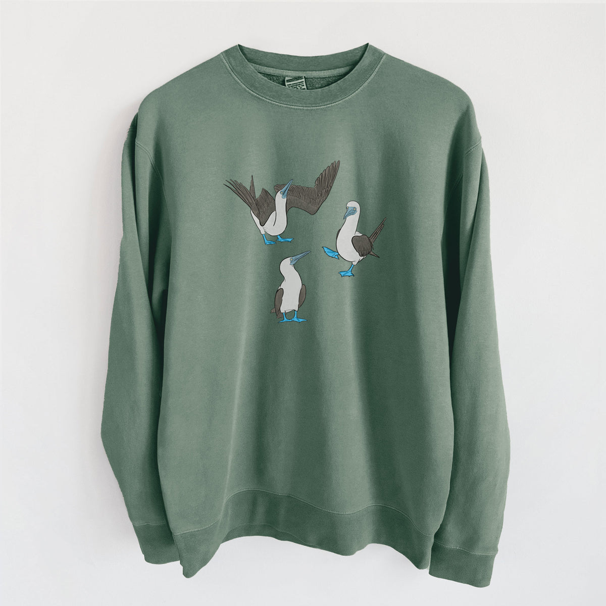 Blue-footed Booby Trio - Sula nebouxii - Unisex Pigment Dyed Crew Sweatshirt