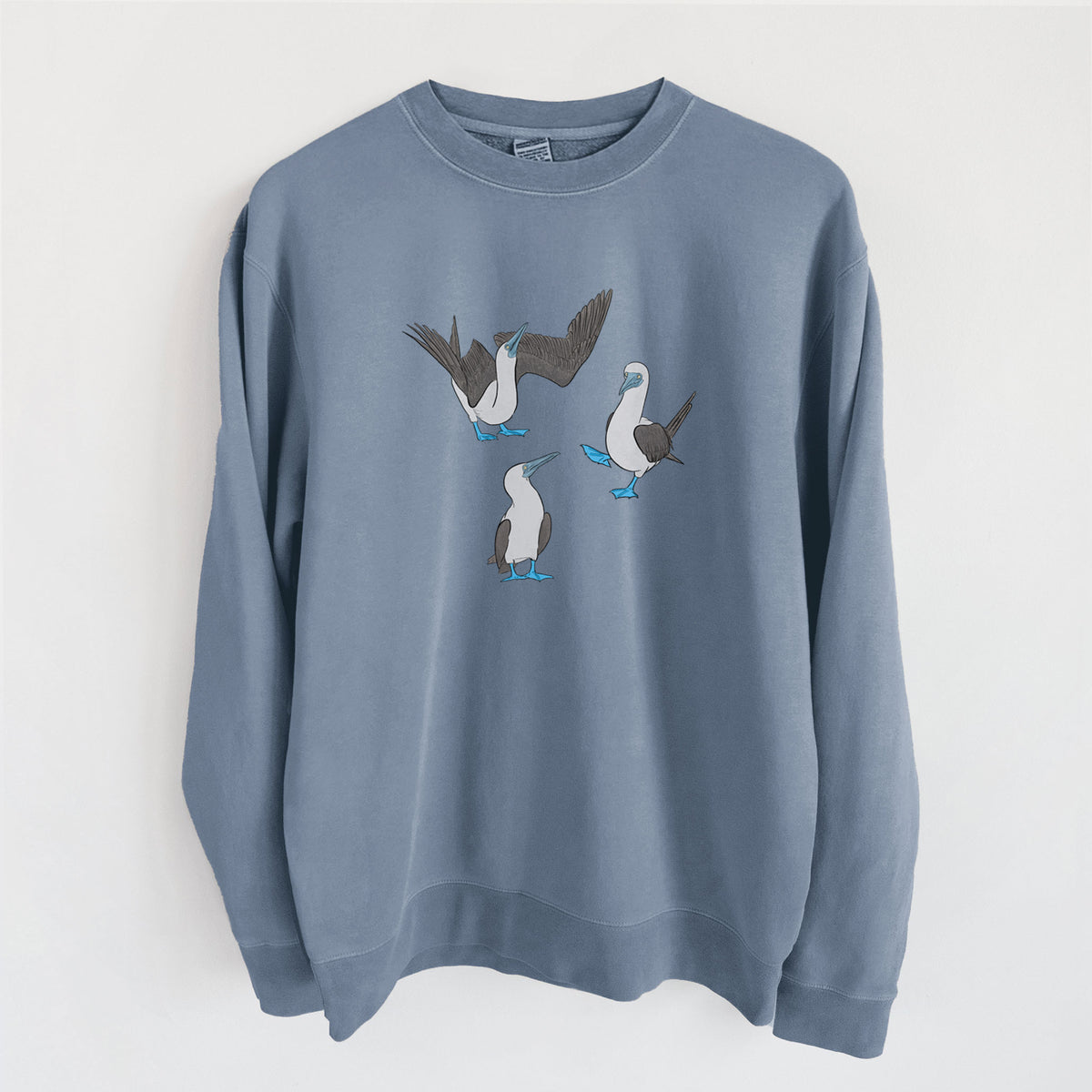 Blue-footed Booby Trio - Sula nebouxii - Unisex Pigment Dyed Crew Sweatshirt